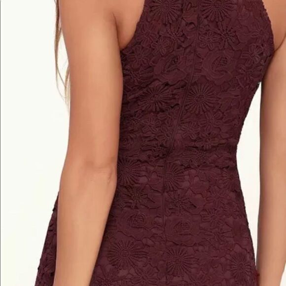 Lulu’s love poem lace burgundy dress large - Picture 5 of 5